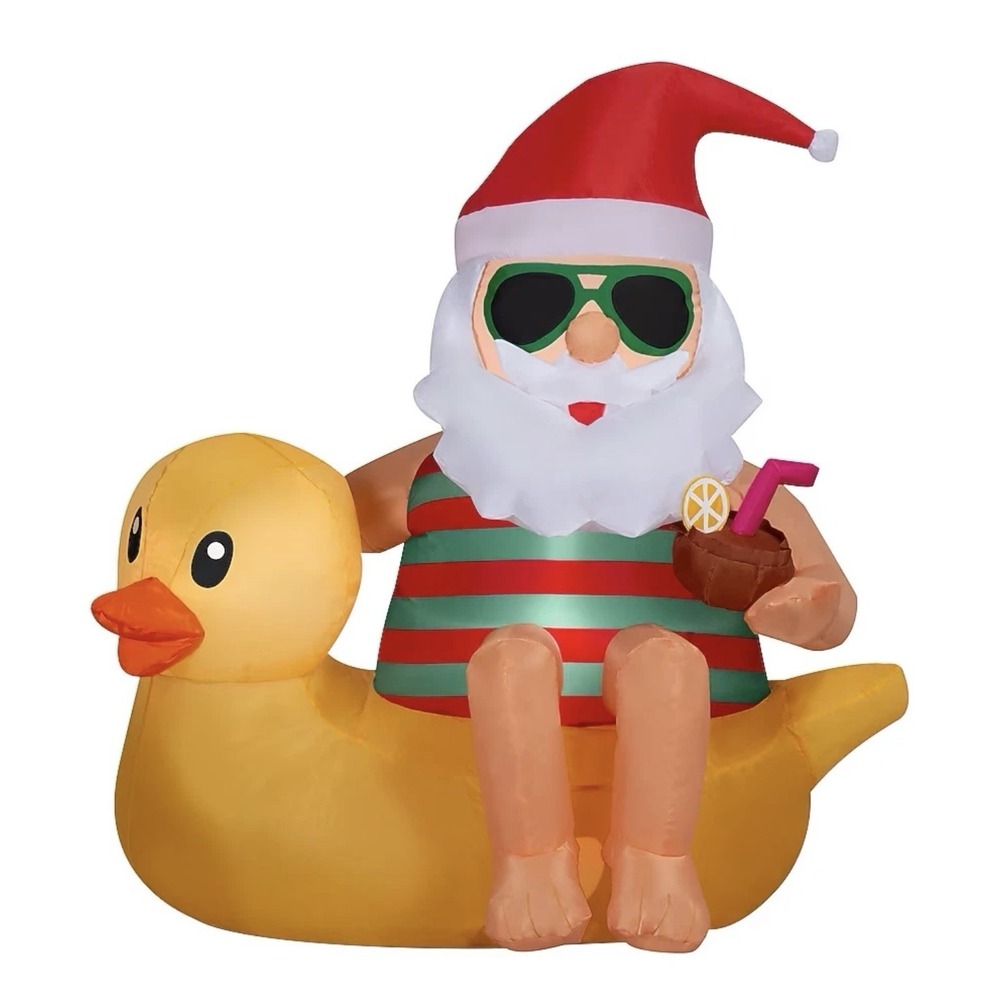 4.5FT Christmas Inflatable Outdoor Decoration Santa on Duck Inflatable Christmas